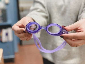 Dětské sportovní dioptrické plavecké brýle fialové